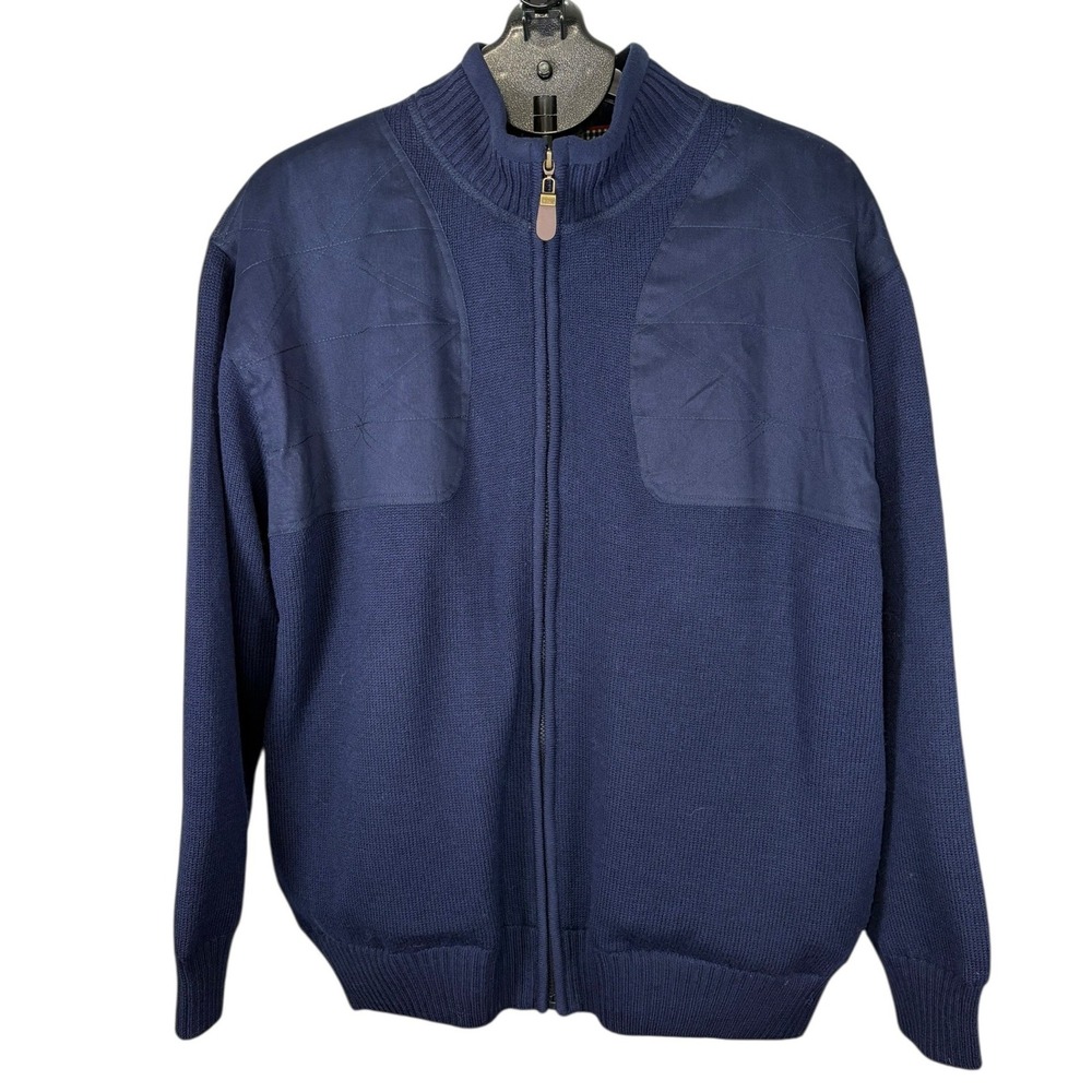 Orvis Mens Navy Blue 100% Wool Full Zip Shooting‎ Cardigan Sweater XL 697688